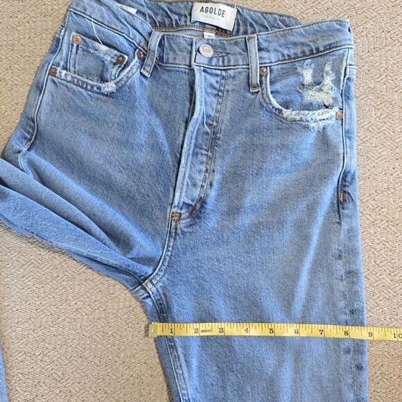 Agolde Nico High Rise Slim A093D-3002 Distressed Button fly Jeans - Size 24 - Picture 10 of 13